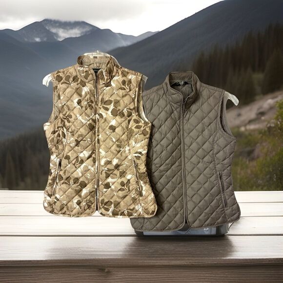Eddie Bauer Women's XS Goose Down Quilted Vest Jacket Full Zip Set of Two - Picture 4 of 16